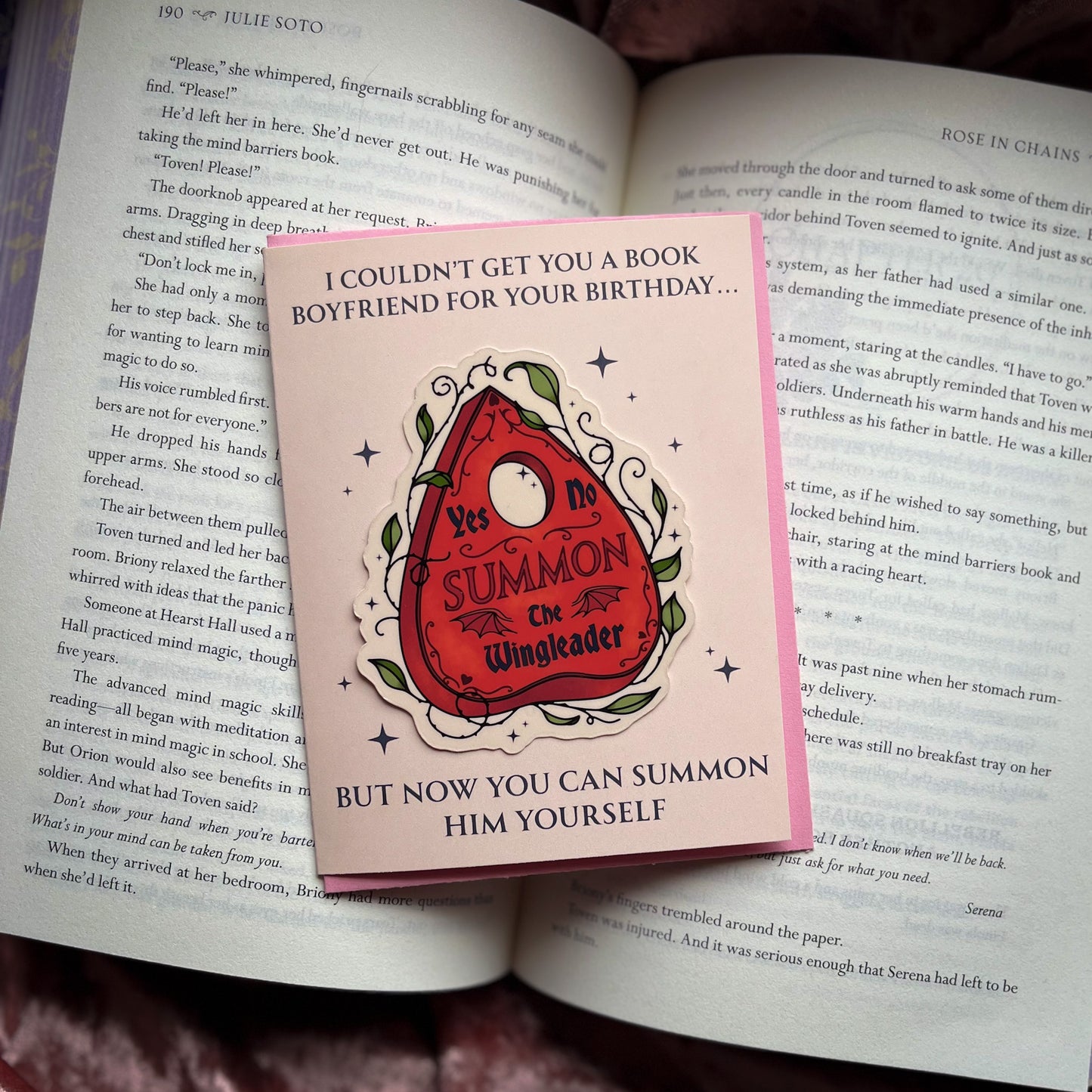 Romantasy Birthday Card with Removable Sticker Gift For Book Lovers