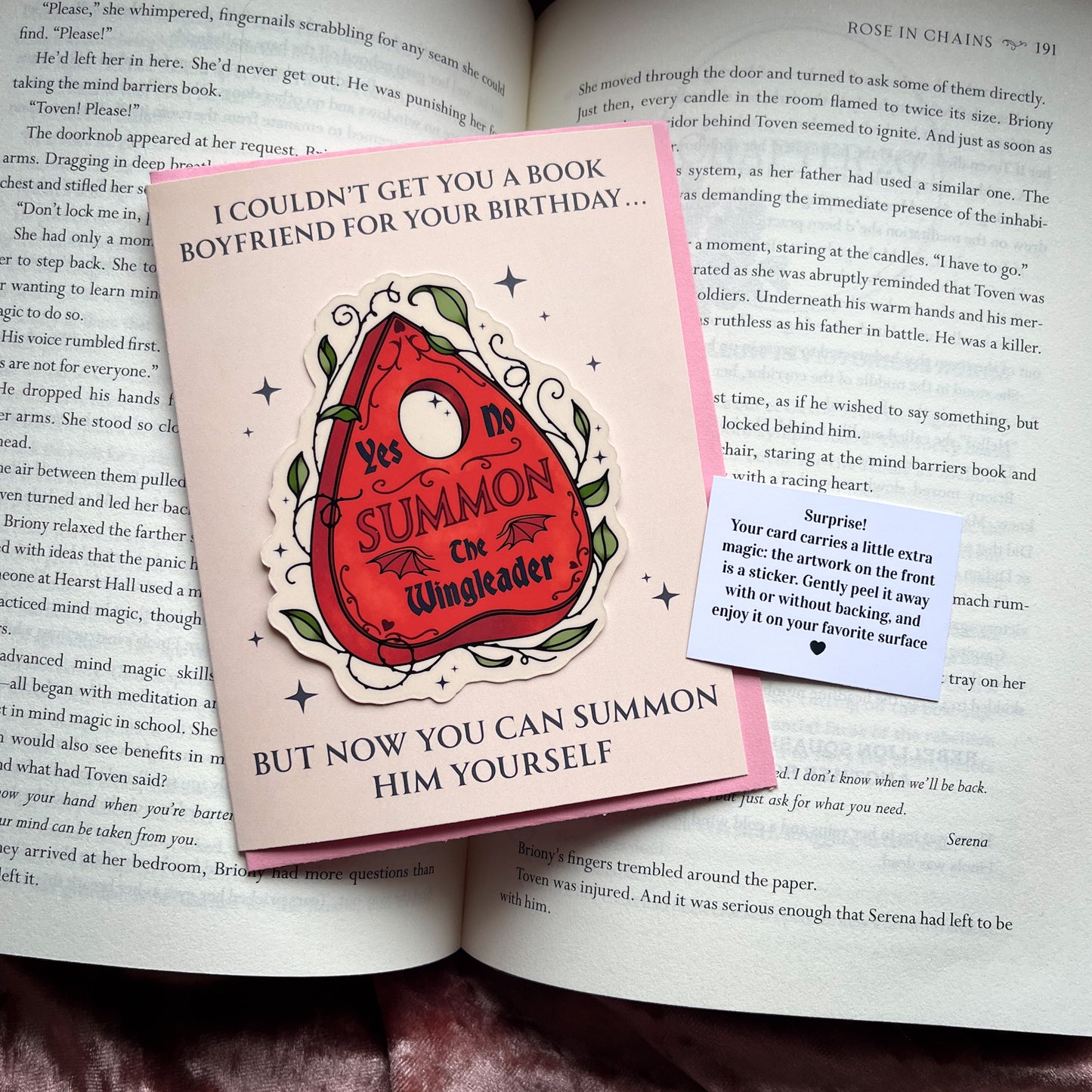 Romantasy Birthday Card with Removable Sticker Gift For Book Lovers