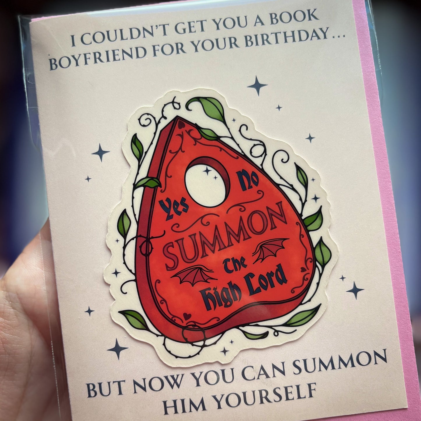 Romantasy Birthday Card with Removable Sticker Gift For Book Lovers