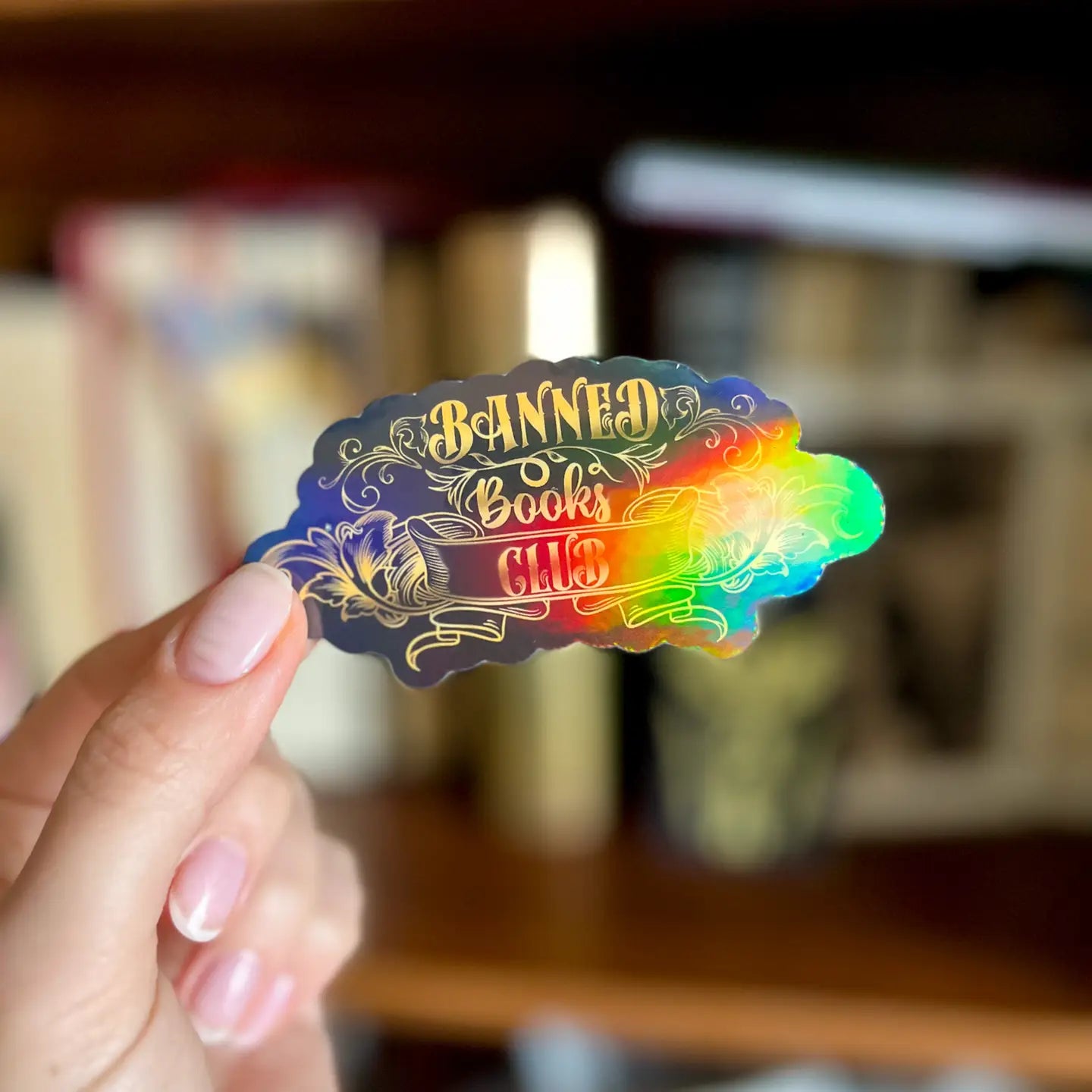  Banned Books Bookish Sticker Romantasy Kindle Sticker Gift - Black Holographic
