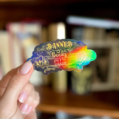  Banned Books Bookish Sticker Romantasy Kindle Sticker Gift - Black Holographic