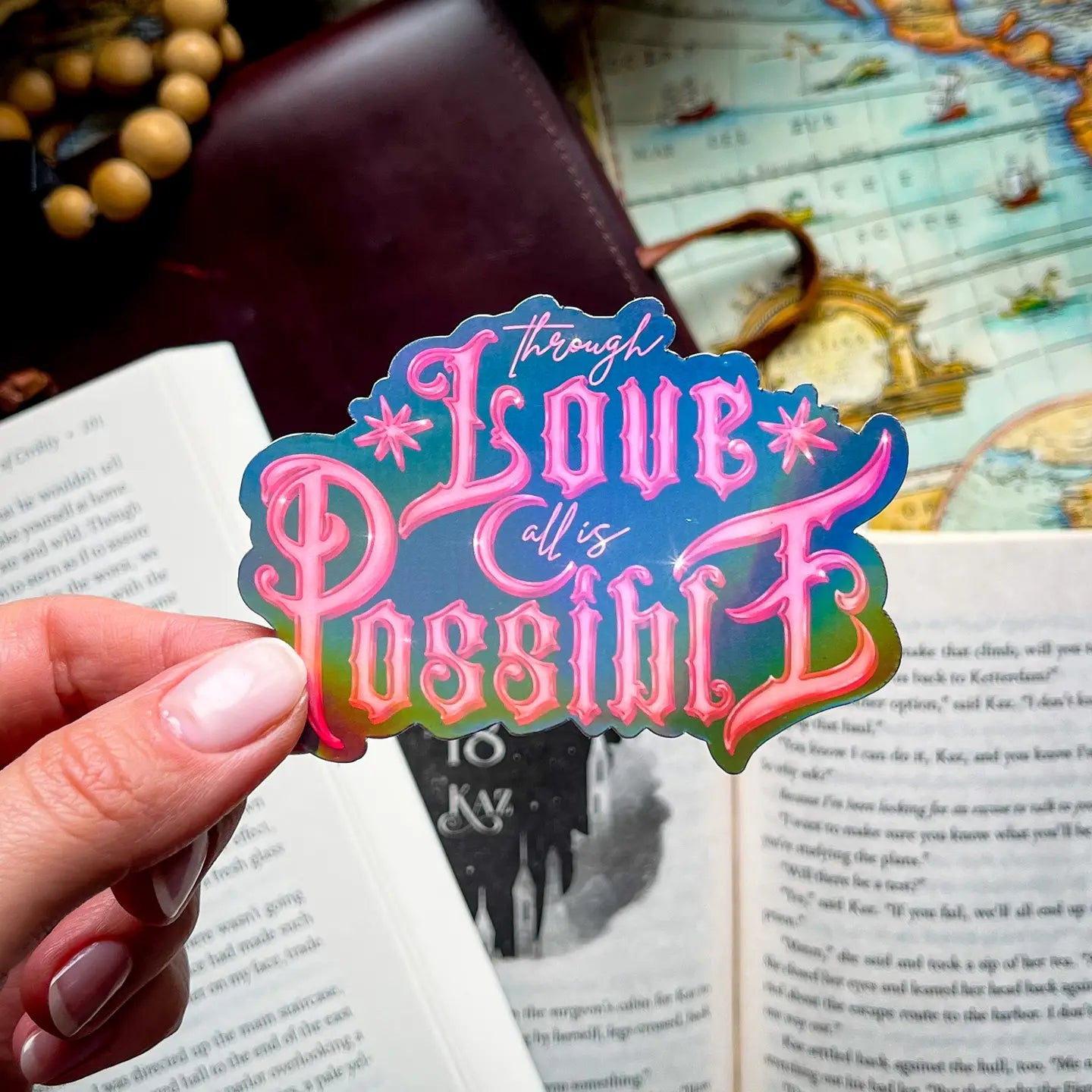 Crescent City Bookish Sticker Romantasy Gift Kindle Sticker - Black Holographic