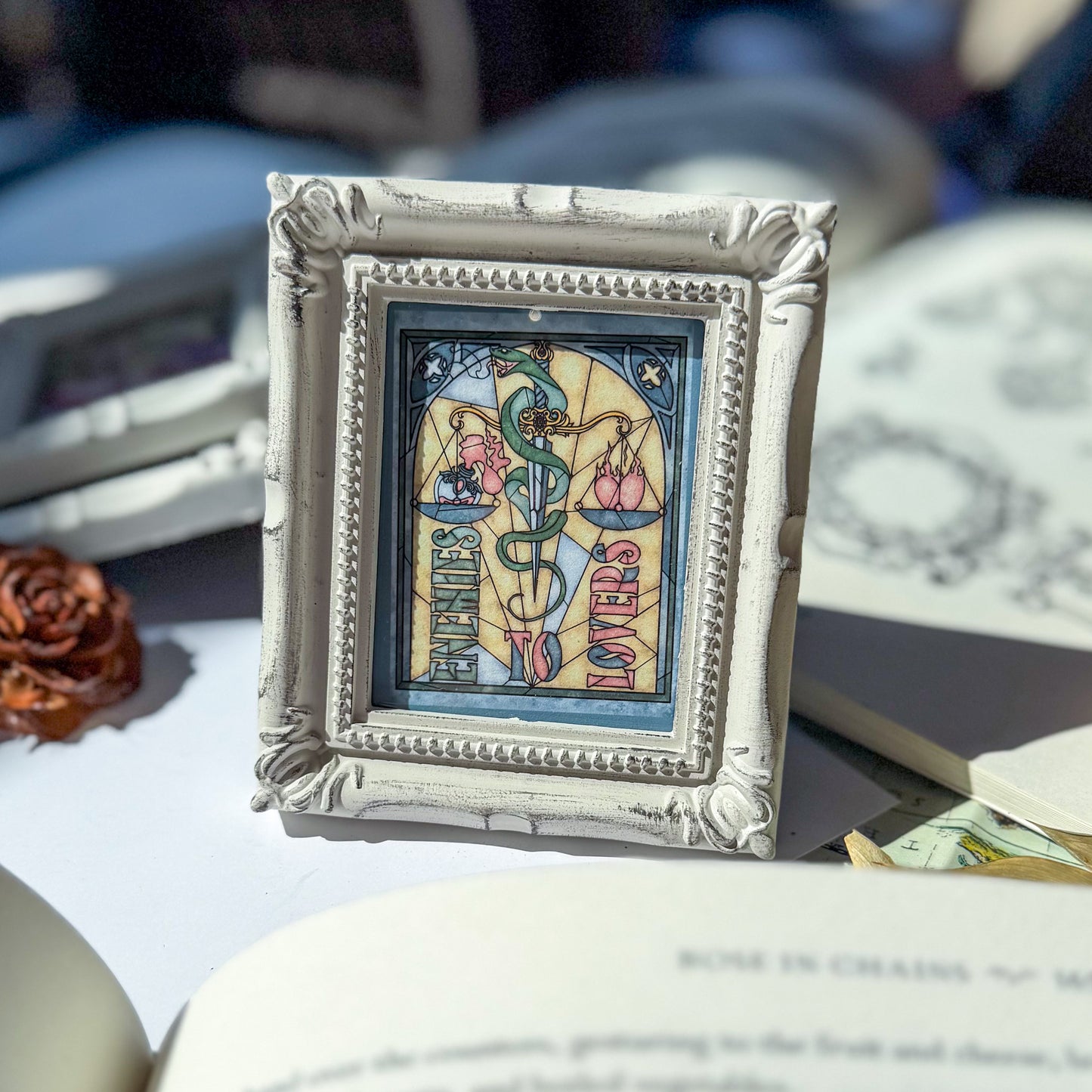 Book Tropes Tiny Framed Art Print for Reading Space - Book Nook Decor