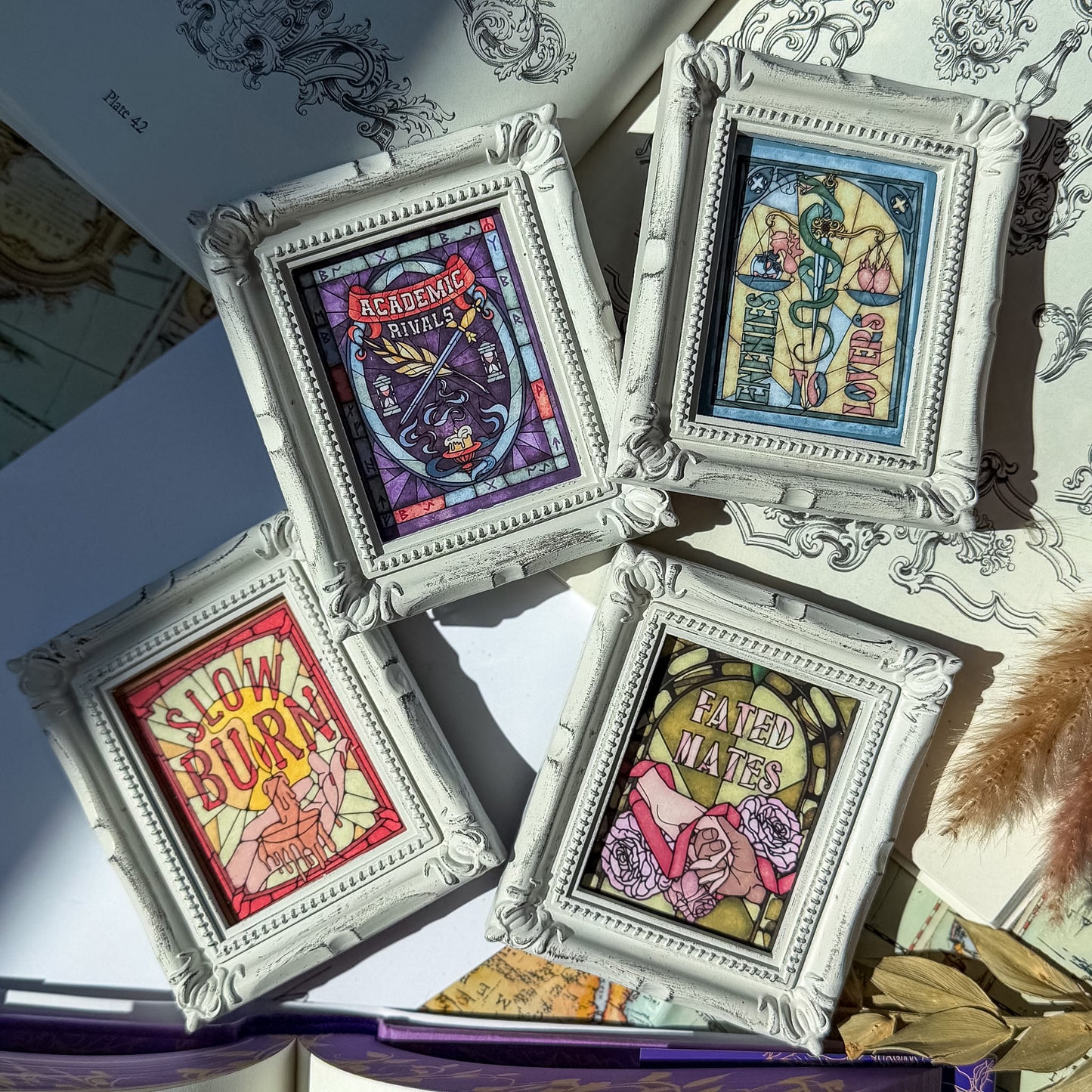 Book Tropes Tiny Framed Art Print for Reading Space - Book Nook Decor