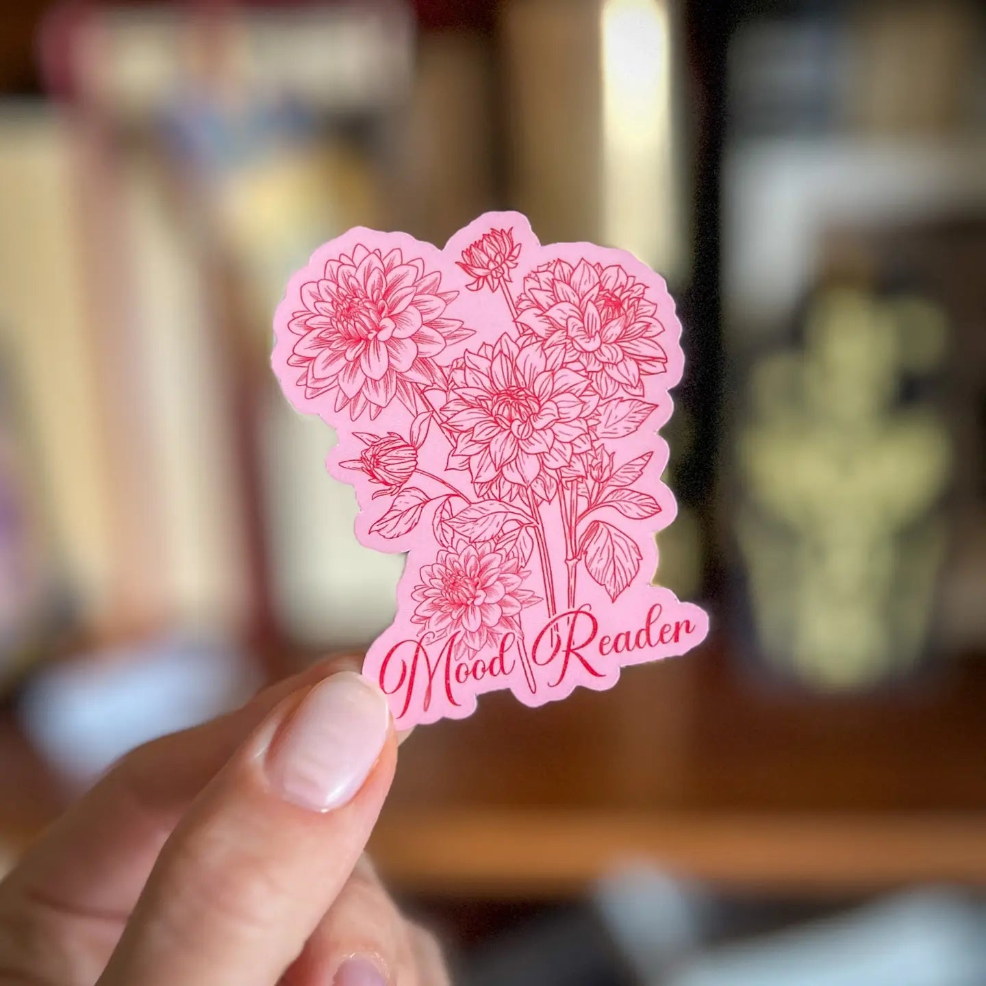Pink Floral Bookish Sticker Romantasy Gift Kindle Sticker