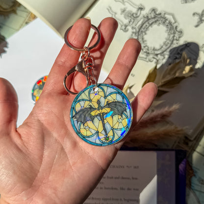 Stained Glass Holographic Dragon Keychain