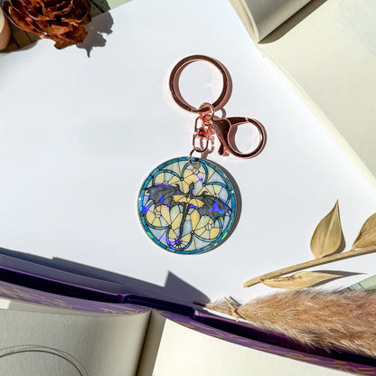 Stained Glass Holographic Dragon Keychain
