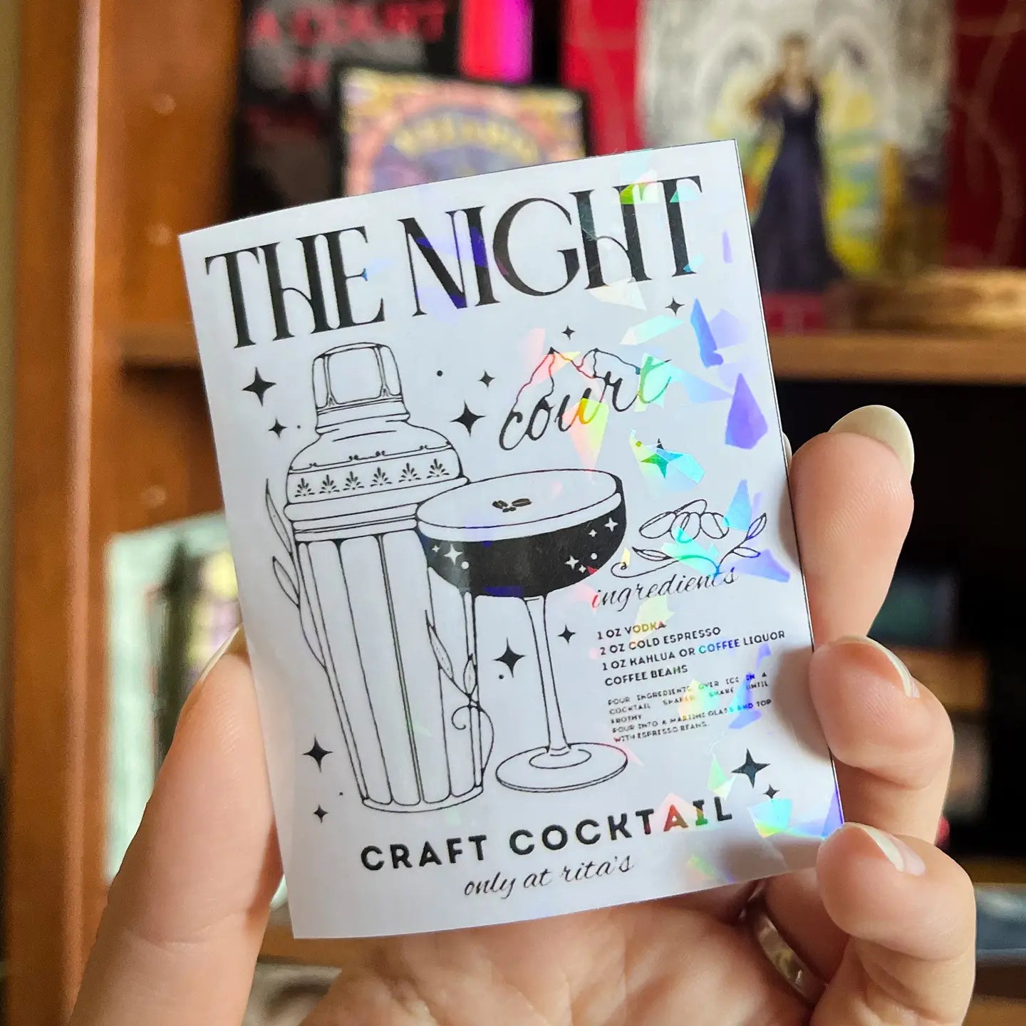 ACOTAR Night Court Espresso Martini - 3" Holo Kindle Sticker