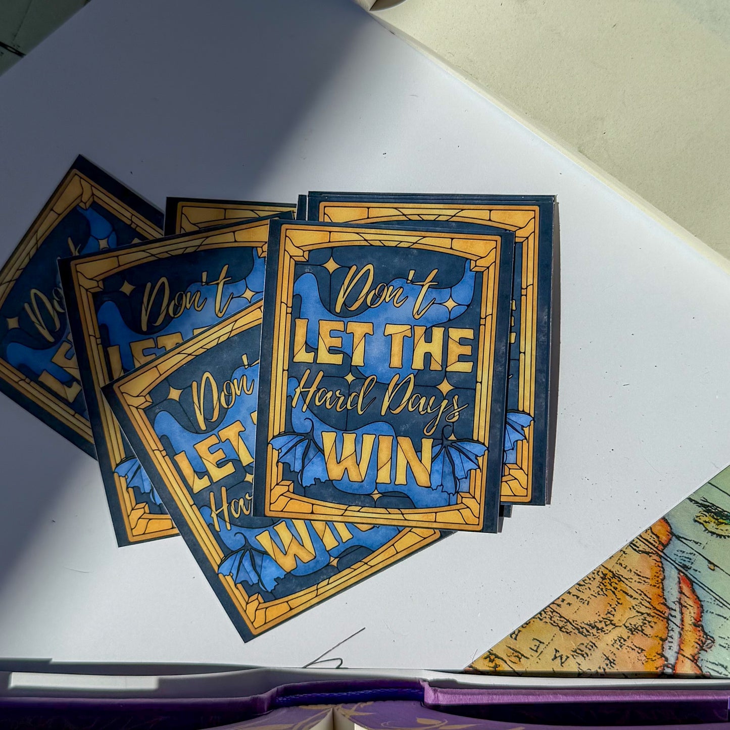 Don't Let The Hard Days Win Bookish eReader Sticker Stained Glass