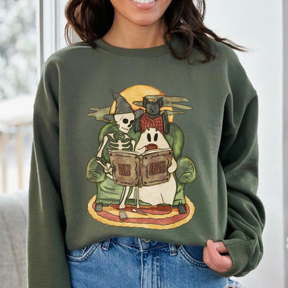 Halloween Book Club Sweatshirt - Book Lover Crewneck