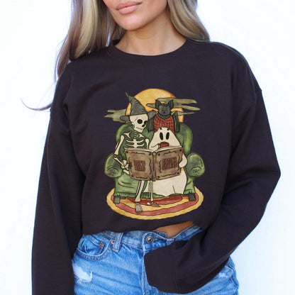 Halloween Book Club Sweatshirt - Book Lover Crewneck