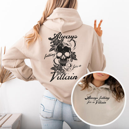 Always Falling For A Villain Double Sided Print Hoodie - Book Lover Sweatshirt
