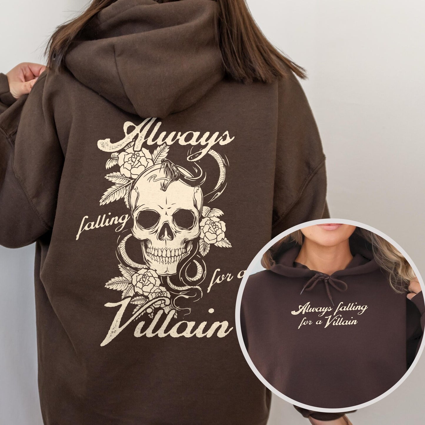 Always Falling For A Villain Double Sided Print Hoodie - Book Lover Sweatshirt