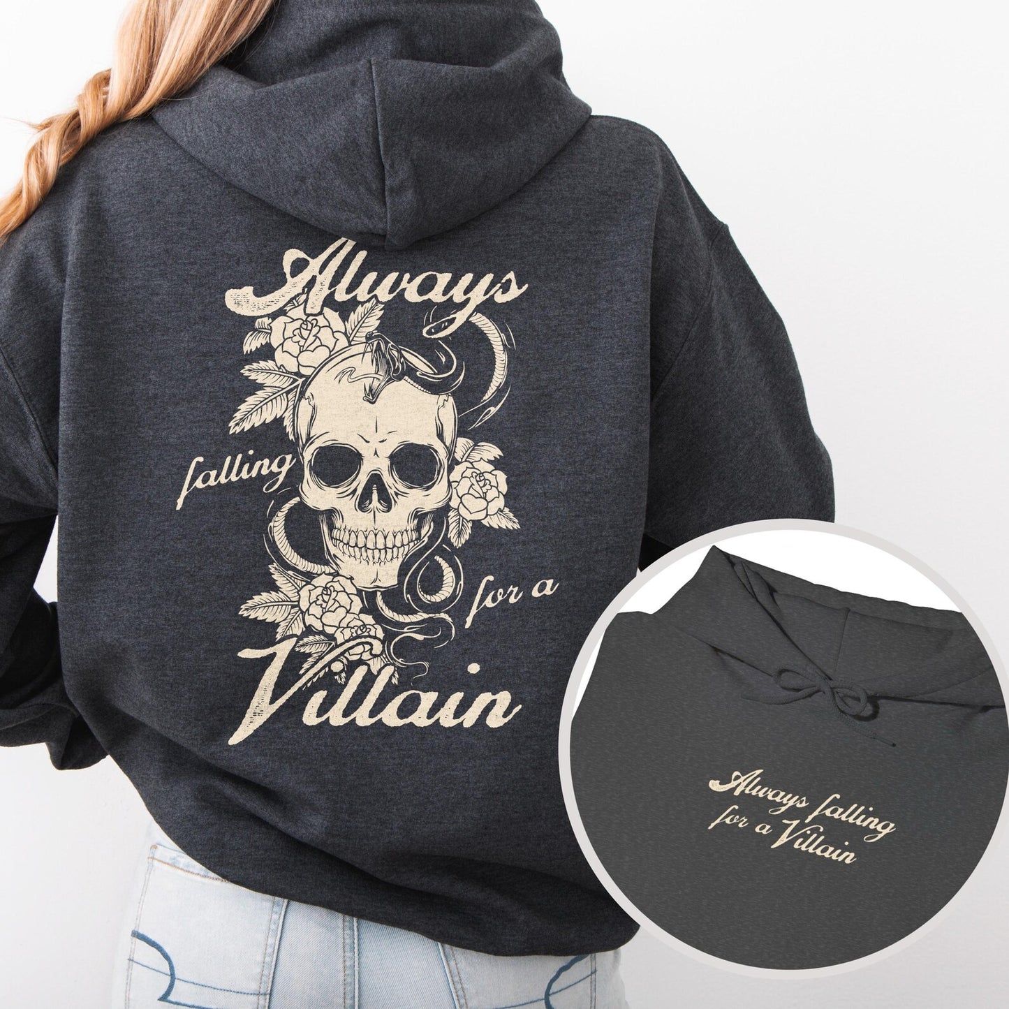 Always Falling For A Villain Double Sided Print Hoodie - Book Lover Sweatshirt