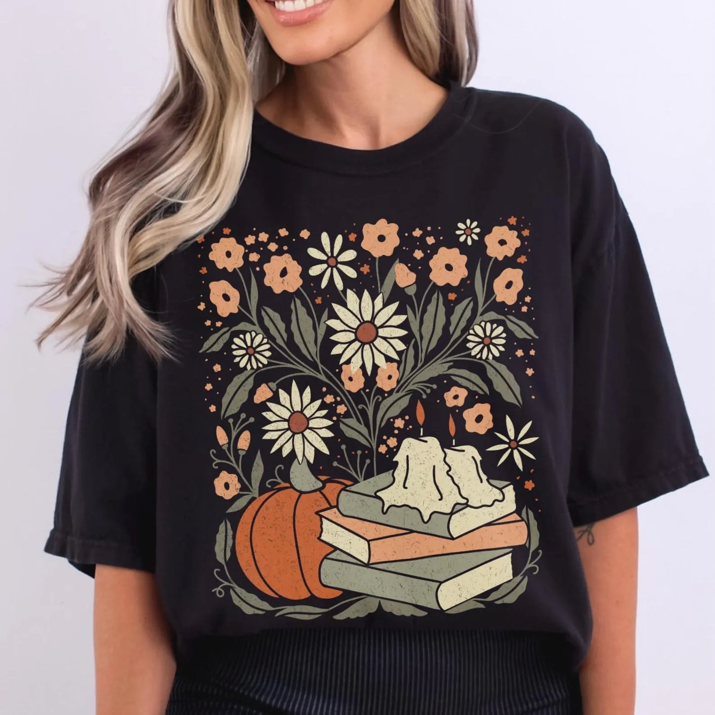 Floral Fall Shirt - Book Lover Tee