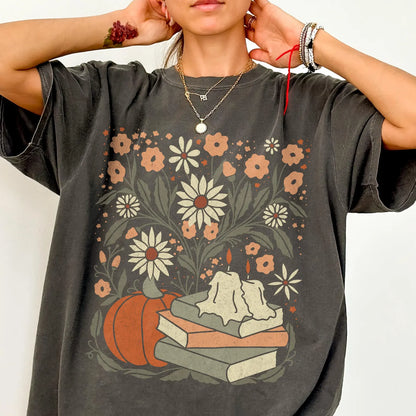 Floral Fall Shirt - Book Lover Tee
