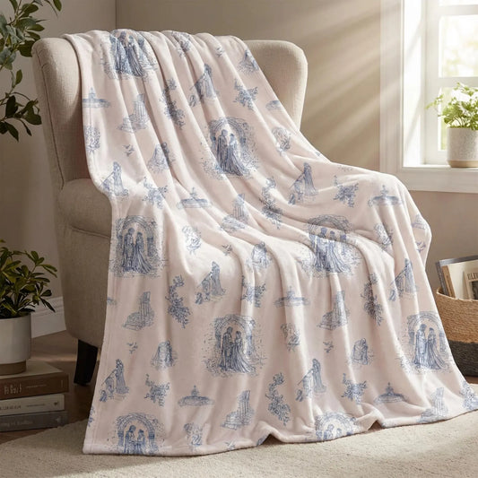 Toile De Jouy Book Lovers Blanket - Medieval Romance Reading Blanket