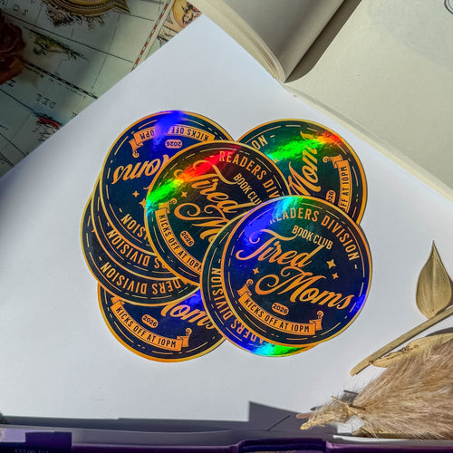 Tired Moms Book Club Bookish Holographic eReader Sticker