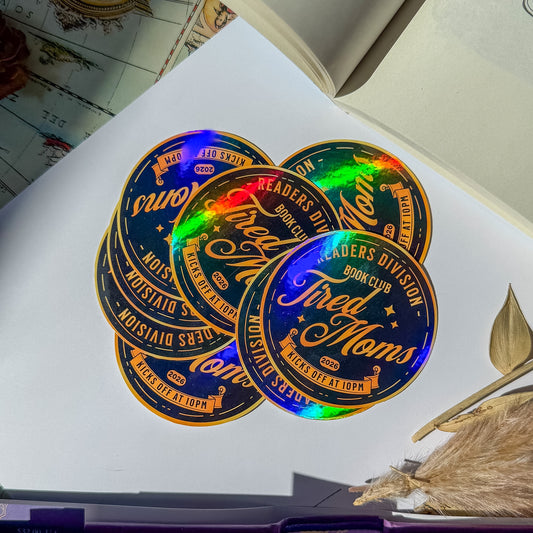 Tired Moms Book Club Bookish Holographic eReader Sticker