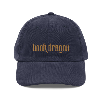 Vintage Corduroy Cap - Book Dragon - Bookish Embroidered Baseball Hat