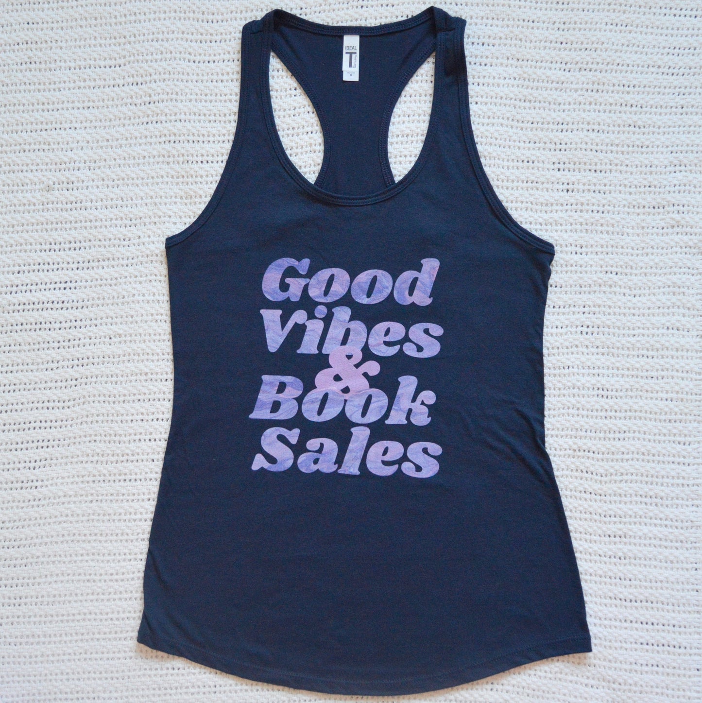 Good Vibes and Book Sales - Slim Fit Bookish Racerback Tank Top