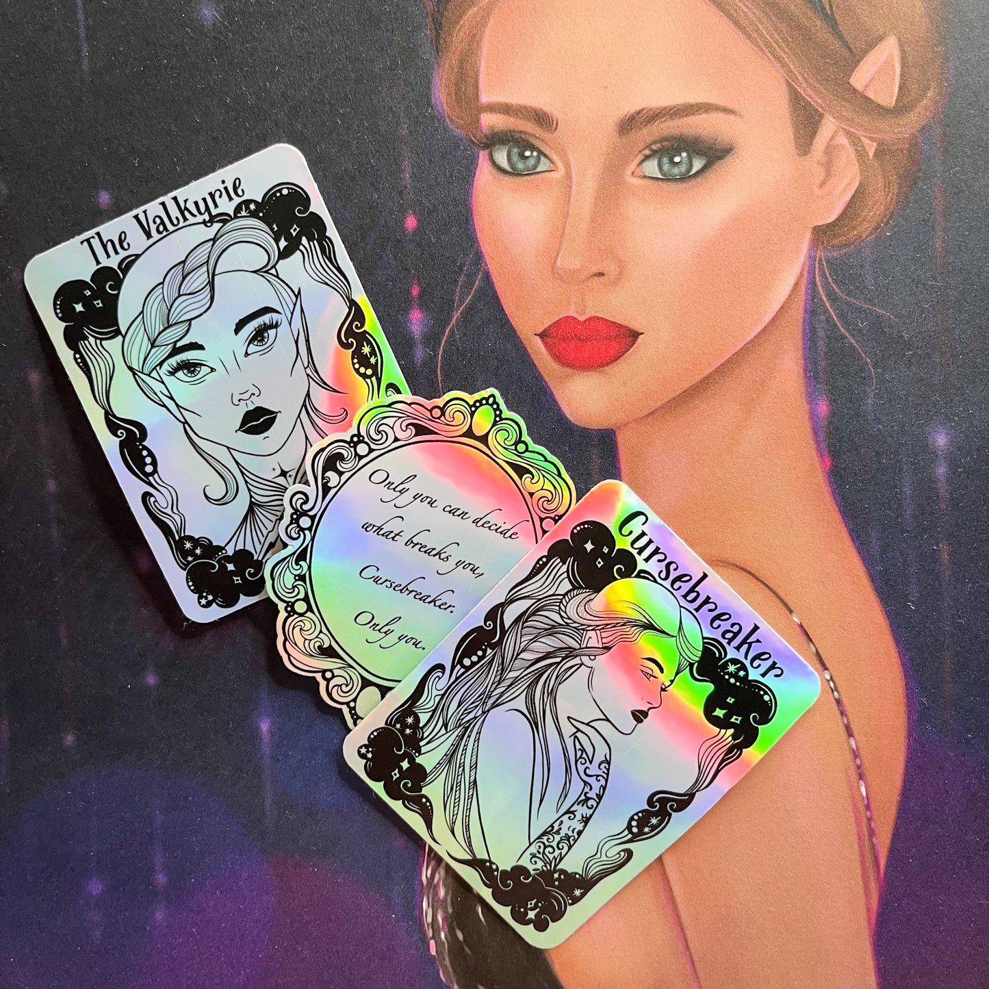 ACOTAR Nesta The Valkyrie Tarot Card - 3" Holographic Sticker