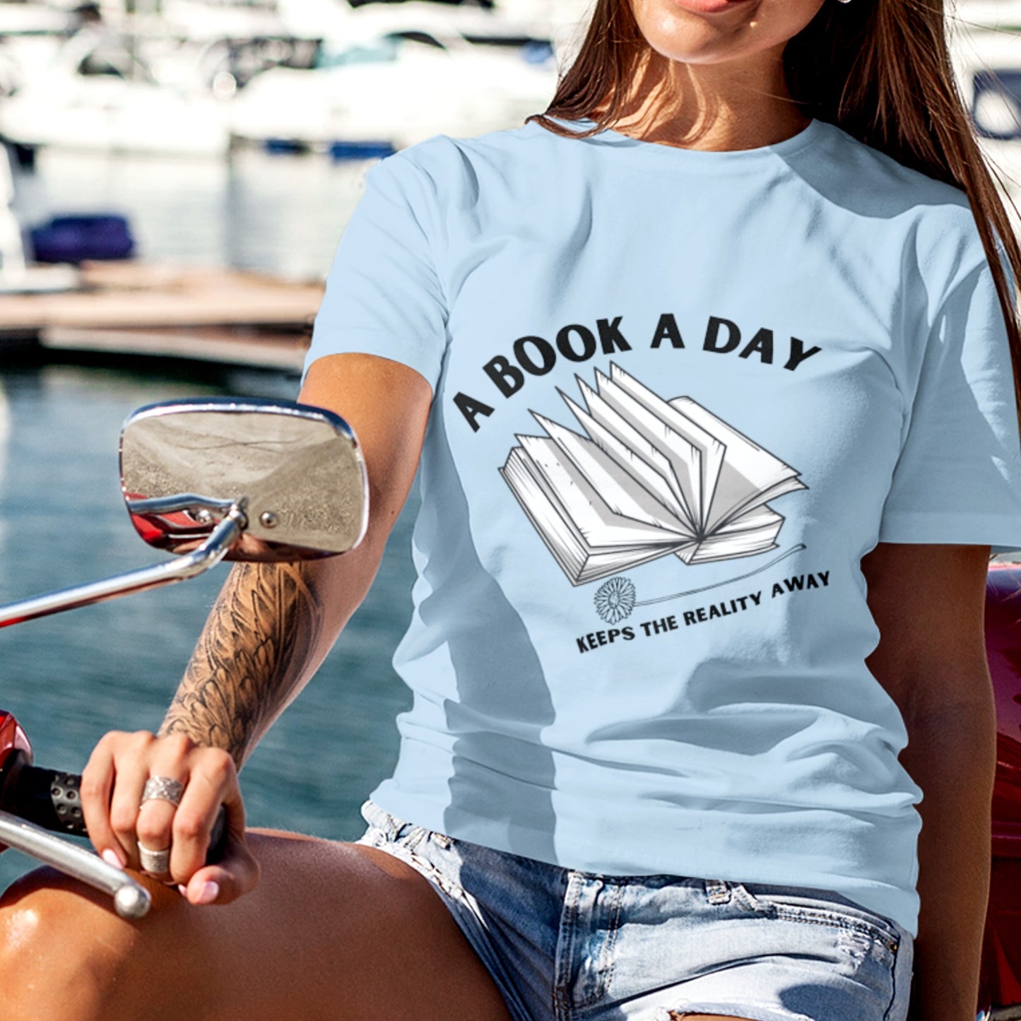 Funny Bookish T-Shirt - A Book A Day Keeps the Reality Away - Book-Lover Shirt